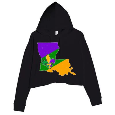 Louisiana Mardi Gras Fleur De Lis Crop Fleece Hoodie