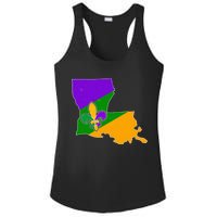 Louisiana Mardi Gras Fleur De Lis Ladies PosiCharge Competitor Racerback Tank