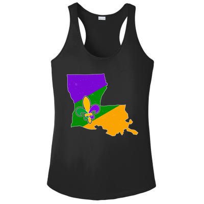 Louisiana Mardi Gras Fleur De Lis Ladies PosiCharge Competitor Racerback Tank