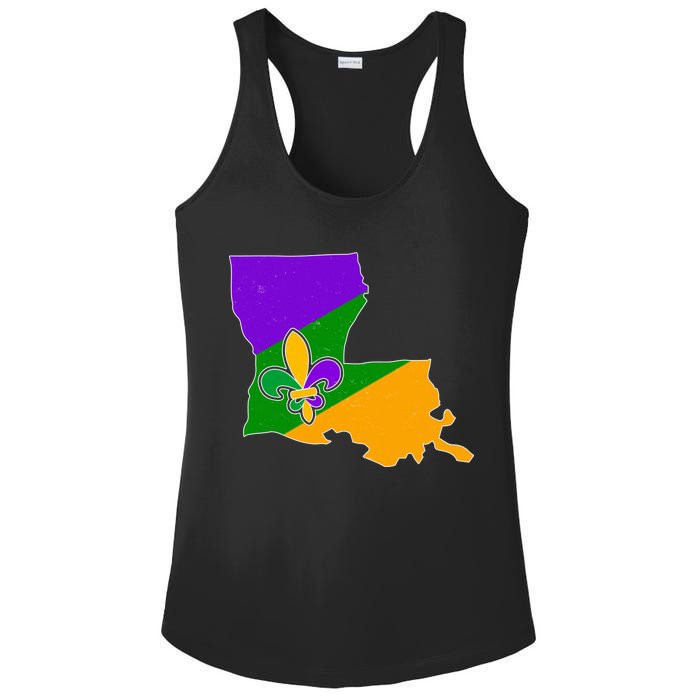 Louisiana Mardi Gras Fleur De Lis Ladies PosiCharge Competitor Racerback Tank