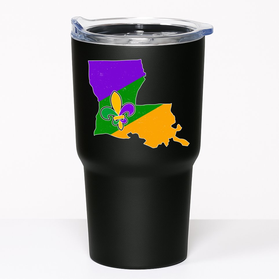 Louisiana Mardi Gras Fleur De Lis Tumbler