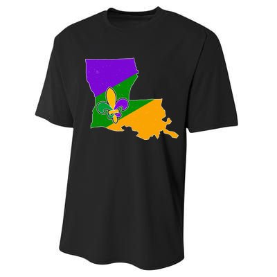 Louisiana Mardi Gras Fleur De Lis Performance Sprint T-Shirt