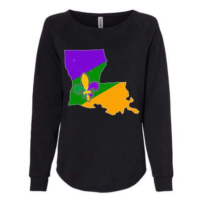 Louisiana Mardi Gras Fleur De Lis Womens California Wash Sweatshirt