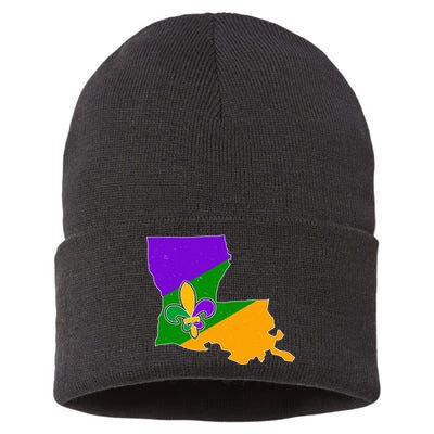 Louisiana Mardi Gras Fleur De Lis Sustainable Knit Beanie