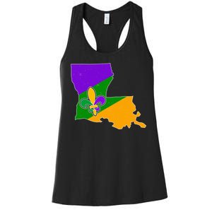 Louisiana Mardi Gras Fleur De Lis Women's Racerback Tank