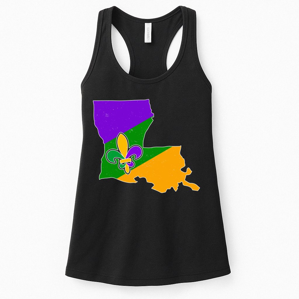 Louisiana Mardi Gras Fleur De Lis Womens Tank Top