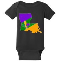 Louisiana Mardi Gras Fleur De Lis Baby Bodysuit