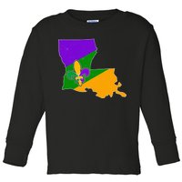 Louisiana Mardi Gras Fleur De Lis Toddler Long Sleeve Shirt