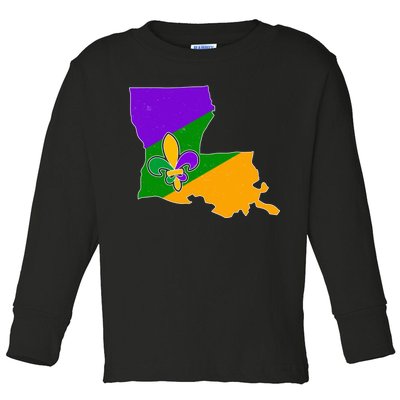 Louisiana Mardi Gras Fleur De Lis Toddler Long Sleeve Shirt