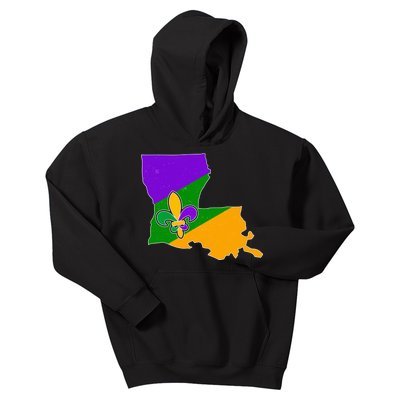 Louisiana Mardi Gras Fleur De Lis Kids Hoodie