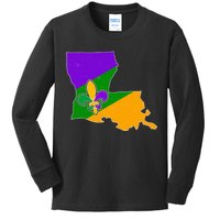 Louisiana Mardi Gras Fleur De Lis Kids Long Sleeve Shirt