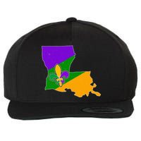 Louisiana Mardi Gras Fleur De Lis Wool Snapback Cap