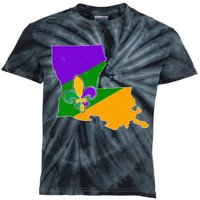 Louisiana Mardi Gras Fleur De Lis Kids Tie-Dye T-Shirt