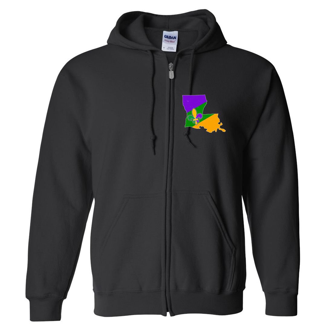 Louisiana Mardi Gras Fleur De Lis Full Zip Hoodie