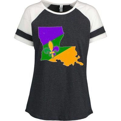 Louisiana Mardi Gras Fleur De Lis Enza Ladies Jersey Colorblock Tee