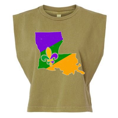 Louisiana Mardi Gras Fleur De Lis Garment-Dyed Women's Muscle Tee