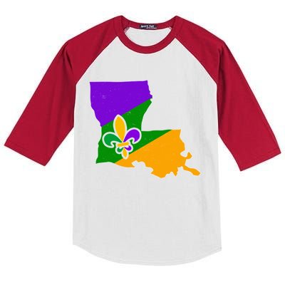 Louisiana Mardi Gras Fleur De Lis Kids Colorblock Raglan Jersey