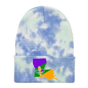 Louisiana Mardi Gras Fleur De Lis Tie Dye 12in Knit Beanie