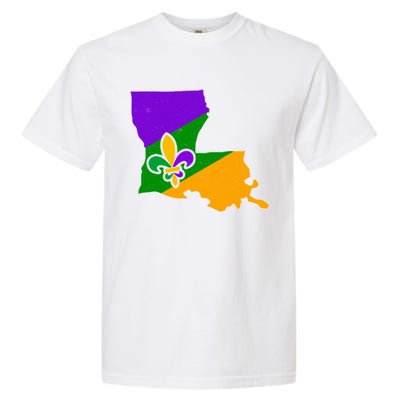 Louisiana Mardi Gras Fleur De Lis Garment-Dyed Heavyweight T-Shirt