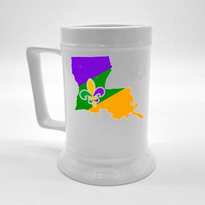 Louisiana Mardi Gras Fleur De Lis Beer Stein