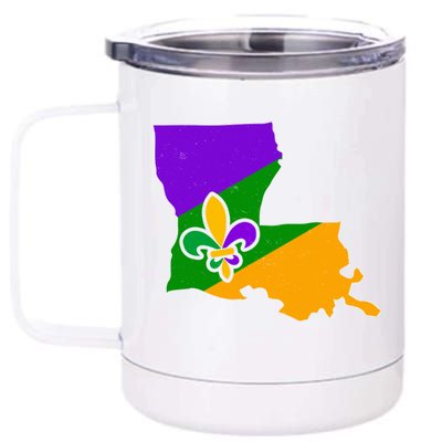 Louisiana Mardi Gras Fleur De Lis 12 oz Stainless Steel Tumbler Cup