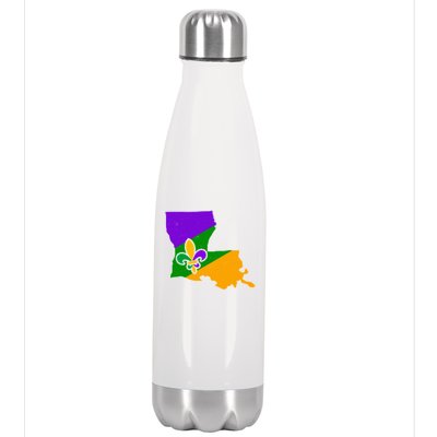 Louisiana Mardi Gras Fleur De Lis Stainless Steel Insulated Water Bottle