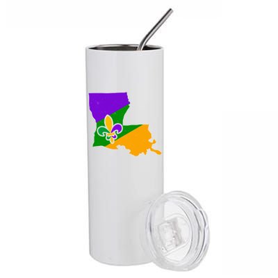 Louisiana Mardi Gras Fleur De Lis Stainless Steel Tumbler