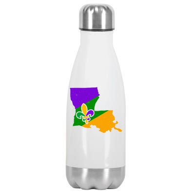 Louisiana Mardi Gras Fleur De Lis Stainless Steel Insulated Water Bottle