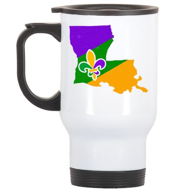 Louisiana Mardi Gras Fleur De Lis Stainless Steel Travel Mug