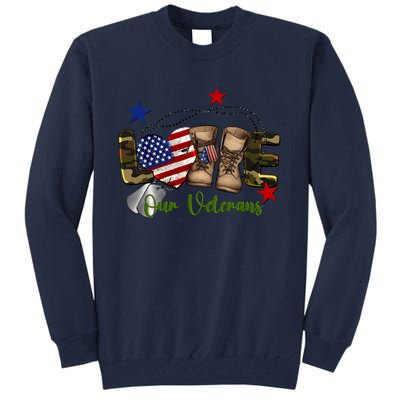 Love Our Veterans Day Proud Military American Flag Tall Sweatshirt