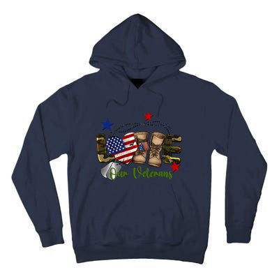 Love Our Veterans Day Proud Military American Flag Tall Hoodie