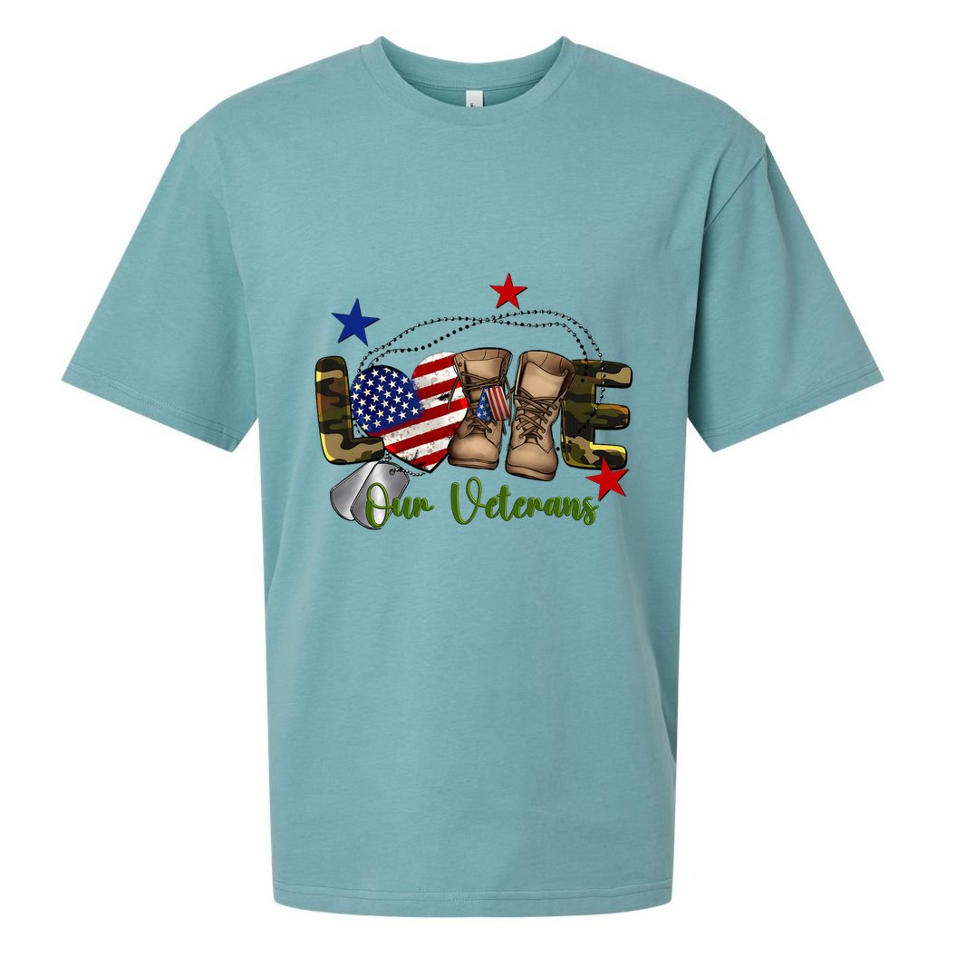 Love Our Veterans Day Proud Military American Flag Sueded Cloud Jersey T-Shirt