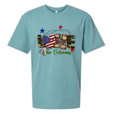 Love Our Veterans Day Proud Military American Flag Sueded Cloud Jersey T-Shirt