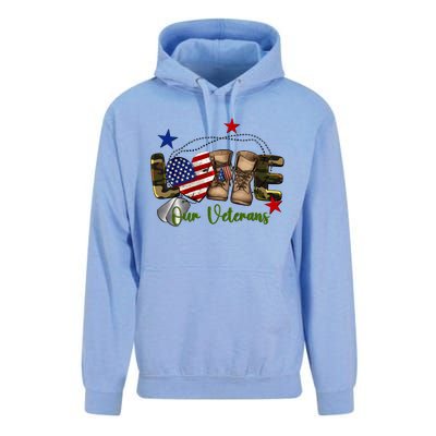 Love Our Veterans Day Proud Military American Flag Unisex Surf Hoodie