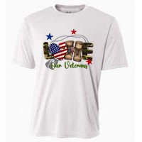 Love Our Veterans Day Proud Military American Flag Cooling Performance Crew T-Shirt