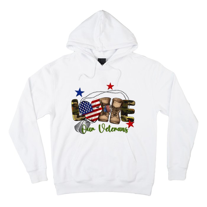 Love Our Veterans Day Proud Military American Flag Hoodie