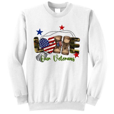 Love Our Veterans Day Proud Military American Flag Sweatshirt