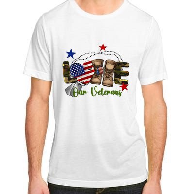 Love Our Veterans Day Proud Military American Flag Adult ChromaSoft Performance T-Shirt