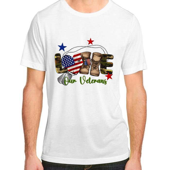 Love Our Veterans Day Proud Military American Flag Adult ChromaSoft Performance T-Shirt