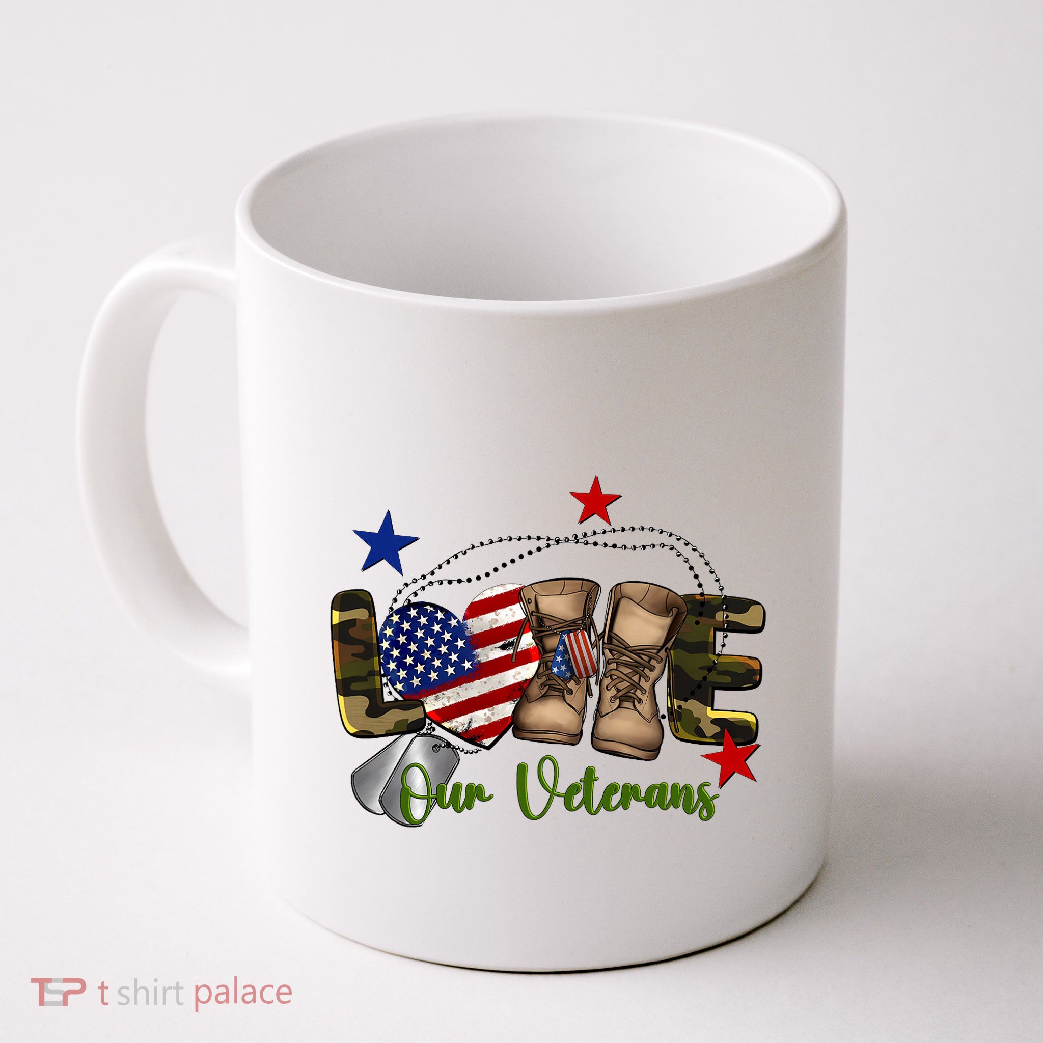 Love Our Veterans Day Proud Military American Flag Mug