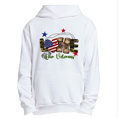 Love Our Veterans Day Proud Military American Flag Urban Pullover Hoodie