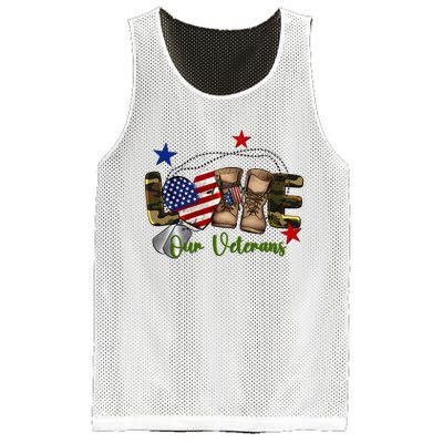 Love Our Veterans Day Proud Military American Flag Mesh Reversible Basketball Jersey Tank