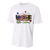 Love Our Veterans Day Proud Military American Flag Performance Sprint T-Shirt