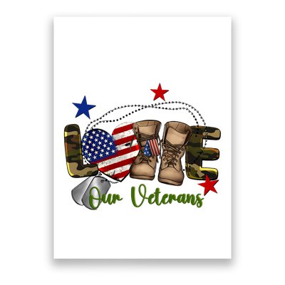 Love Our Veterans Day Proud Military American Flag Poster