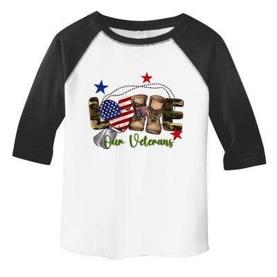 Love Our Veterans Day Proud Military American Flag Toddler Fine Jersey T-Shirt
