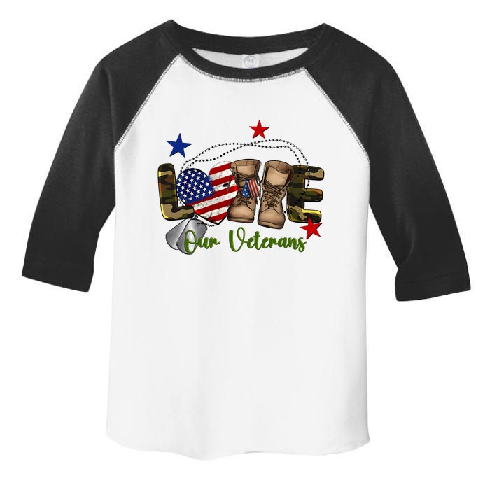 Love Our Veterans Day Proud Military American Flag Toddler Fine Jersey T-Shirt