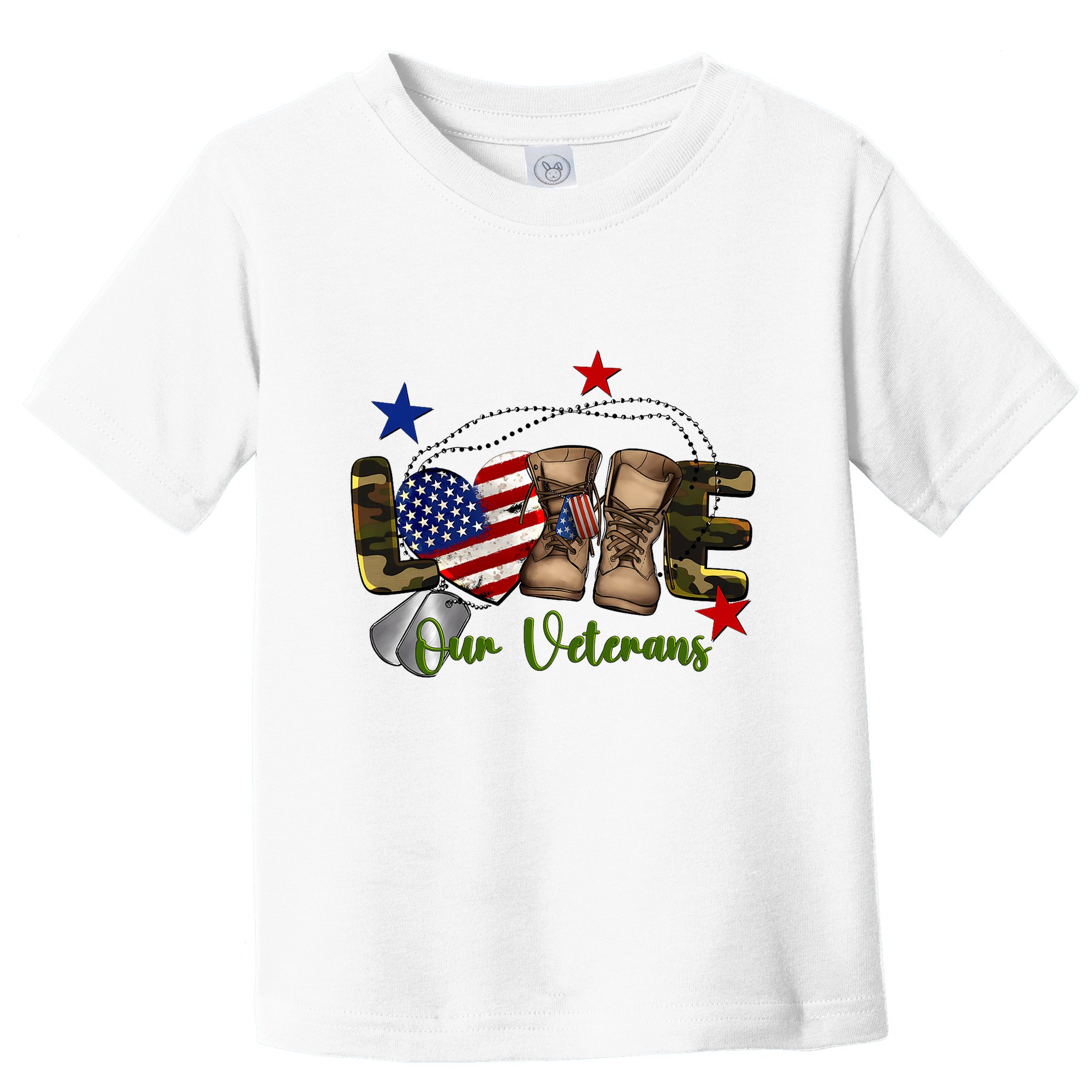 Love Our Veterans Day Proud Military American Flag Toddler T-Shirt