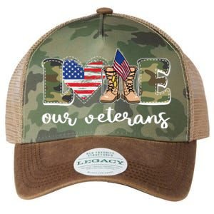 Love Our Veterans Support Our Veterans Legacy Tie Dye Trucker Hat