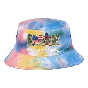 Love Our Veterans Support Our Veterans Tie Dye Newport Bucket Hat