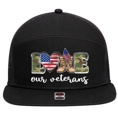 Love Our Veterans Support Our Veterans 7 Panel Mesh Trucker Snapback Hat
